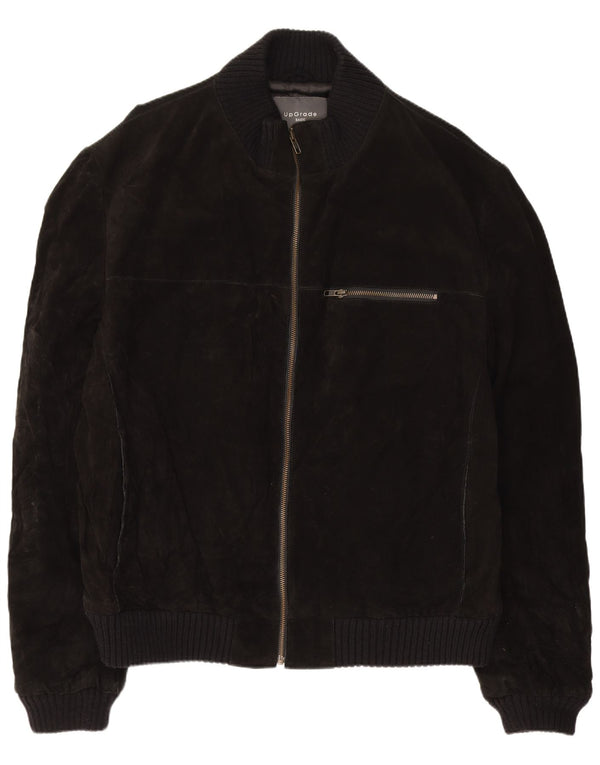 Vintage herre ruskind bomberjakke UK 44 2XL sort læder