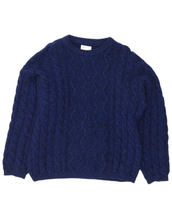 Benetton Herre Boat Neck Jumper Sweater IT 50 Medium Navy Blue Virgin Wool