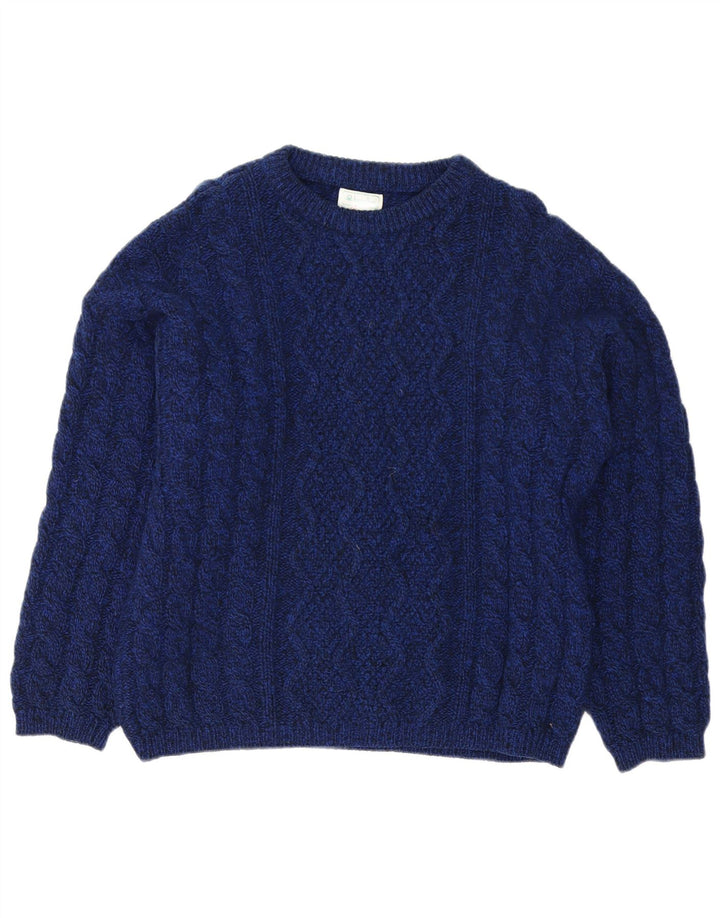 Benetton Herre Boat Neck Jumper Sweater IT 50 Medium Navy Blue Virgin Wool