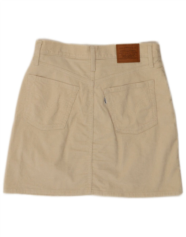 LEVI'S Dame 501 Mini Corduroy nederdel W28 Medium Off White Bomuld