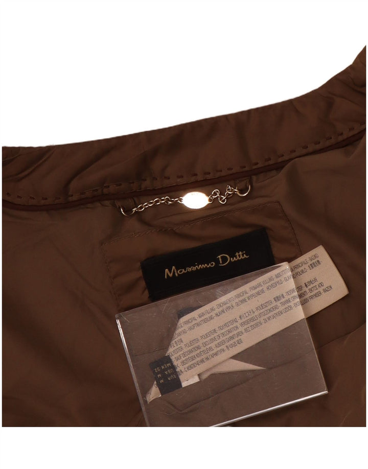 Massimo Dutti Dame Quiltet Jakke UK 12 Medium Brun Polyester