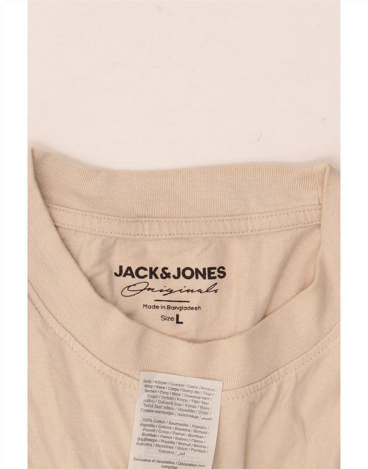 JACK & JONES Herre grafisk T-shirt Top Stor Beige Bomuld