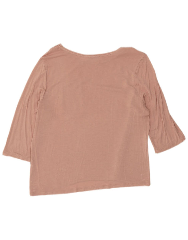 Zara Dame 3/4 ærmet bluse Top UK 16 Large Pink
