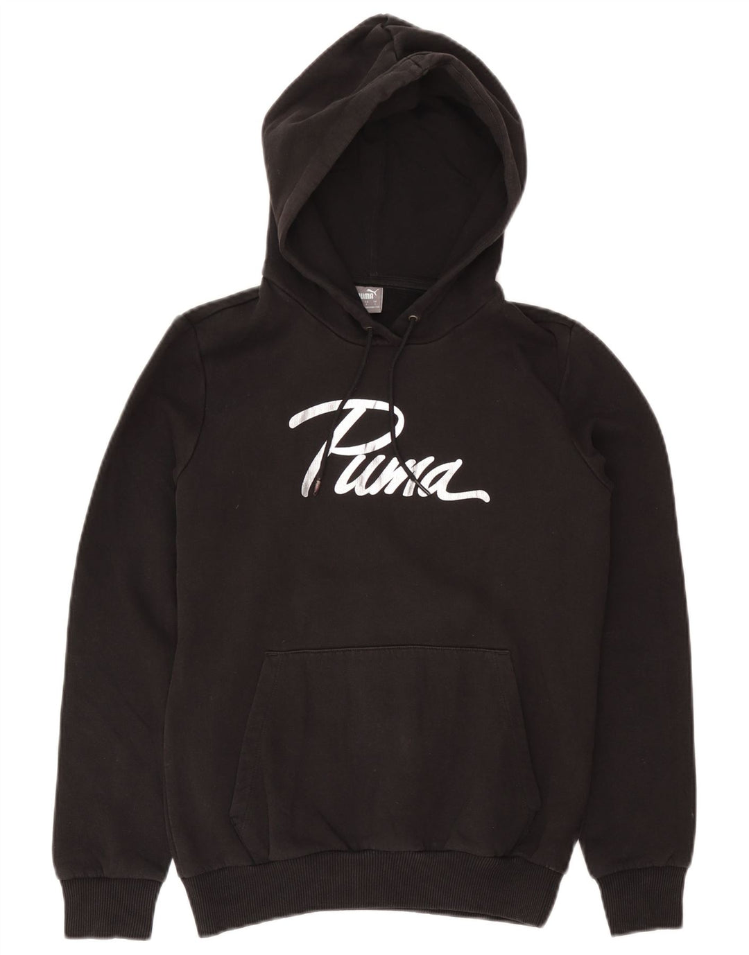 PUMA Grafisk hættetrøje til kvinder UK 10 Lille sort bomuld