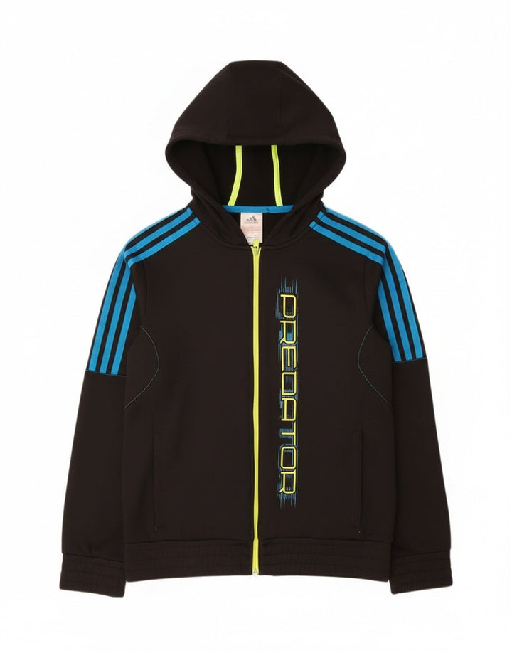 Adidas drenge Predator grafisk hættetrøje med lynlås 13-14 år sort polyester