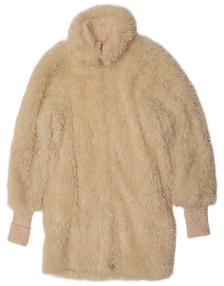 Gas Dame imiteret Pels Overfrakke UK 14 Medium Off White