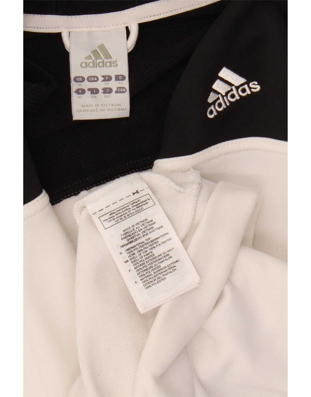 Adidas Dame Hættetrøje Sweater UK 16 Large White Colourblock Polyester