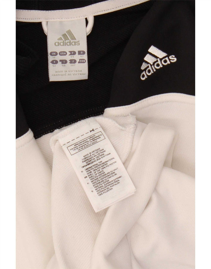 Adidas Dame Hættetrøje Sweater UK 16 Large White Colourblock Polyester