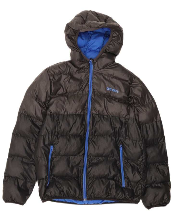 ADIDAS Polstret hættejakke til drenge 13-14 år Sort Colourblock Polyester
