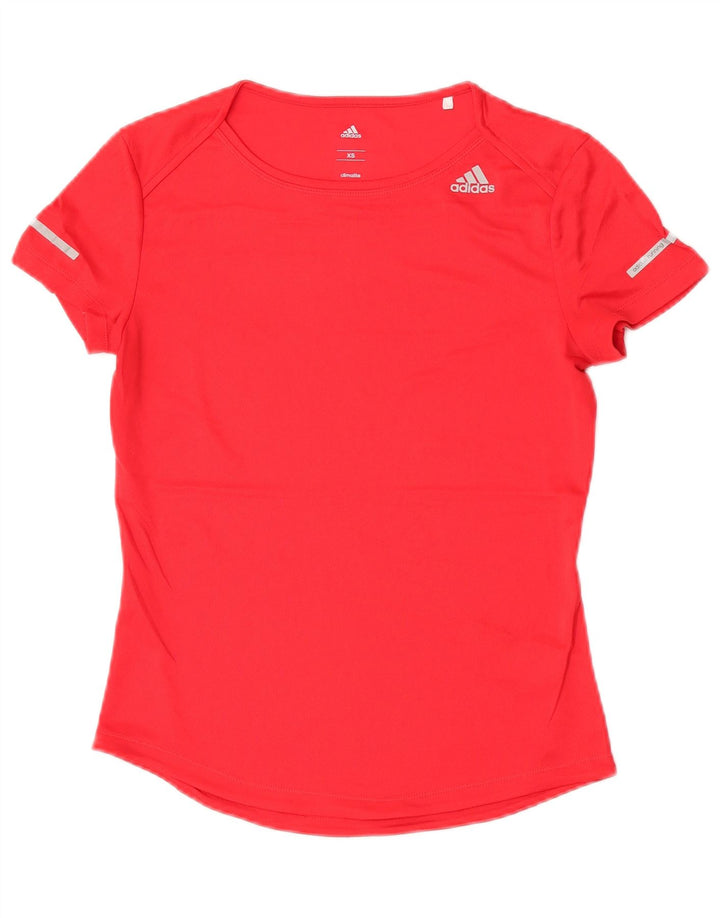 Adidas Dame Climalite T-Shirt Top UK 6 XS Rød Polyester