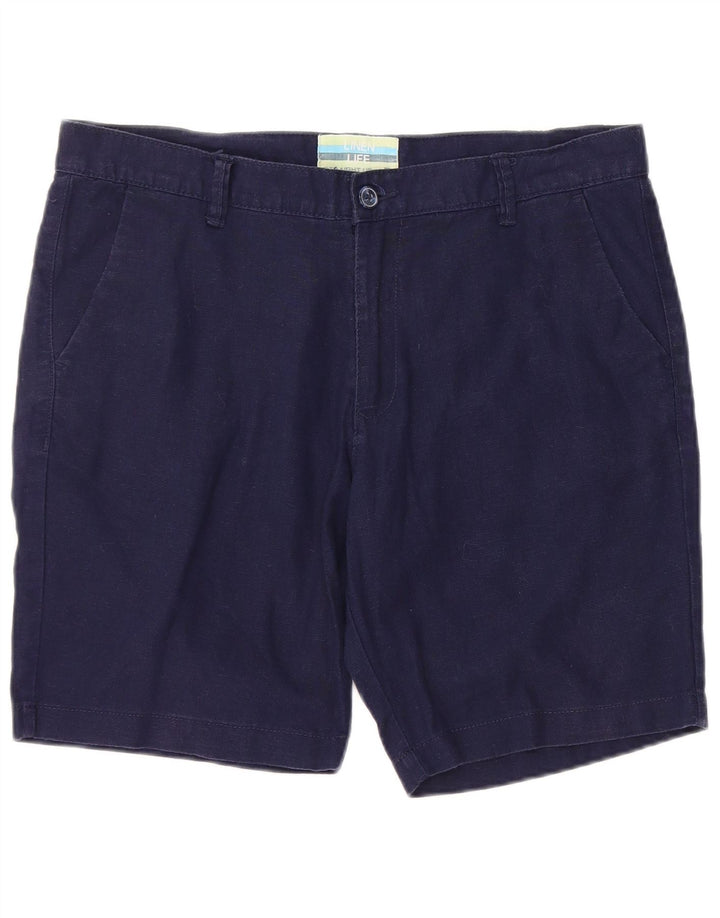 Vintage Chino Shorts til mænd IT 50 Large W36 Navy Blue Linen