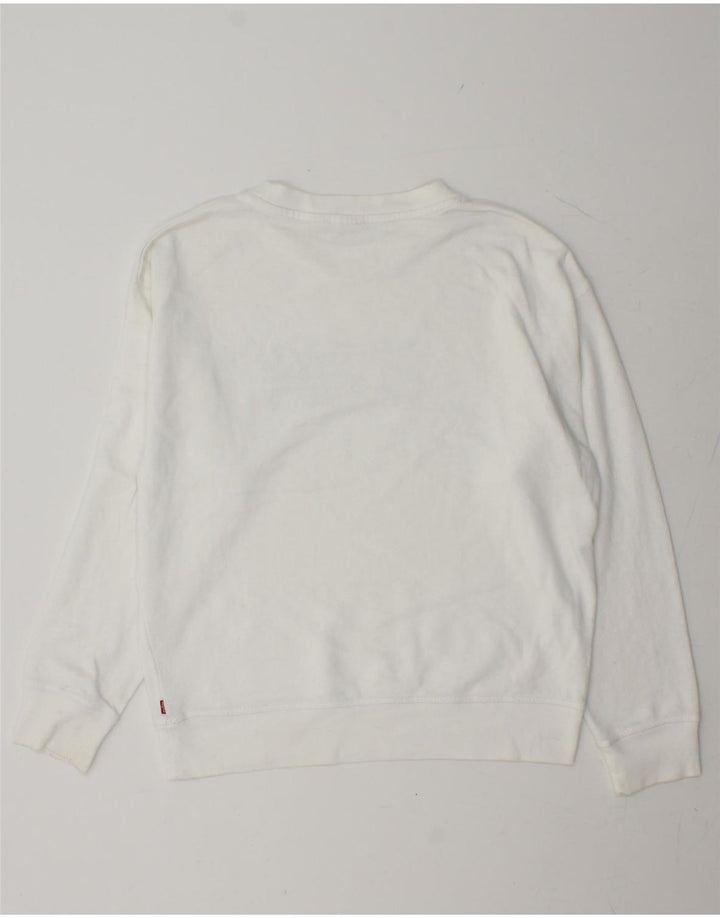 LEVI'S Womens Graphic Sweatshirt Jumper UK 14 Medium White Vintage Levi's and Second-Hand Levi's from Messina Hembry 