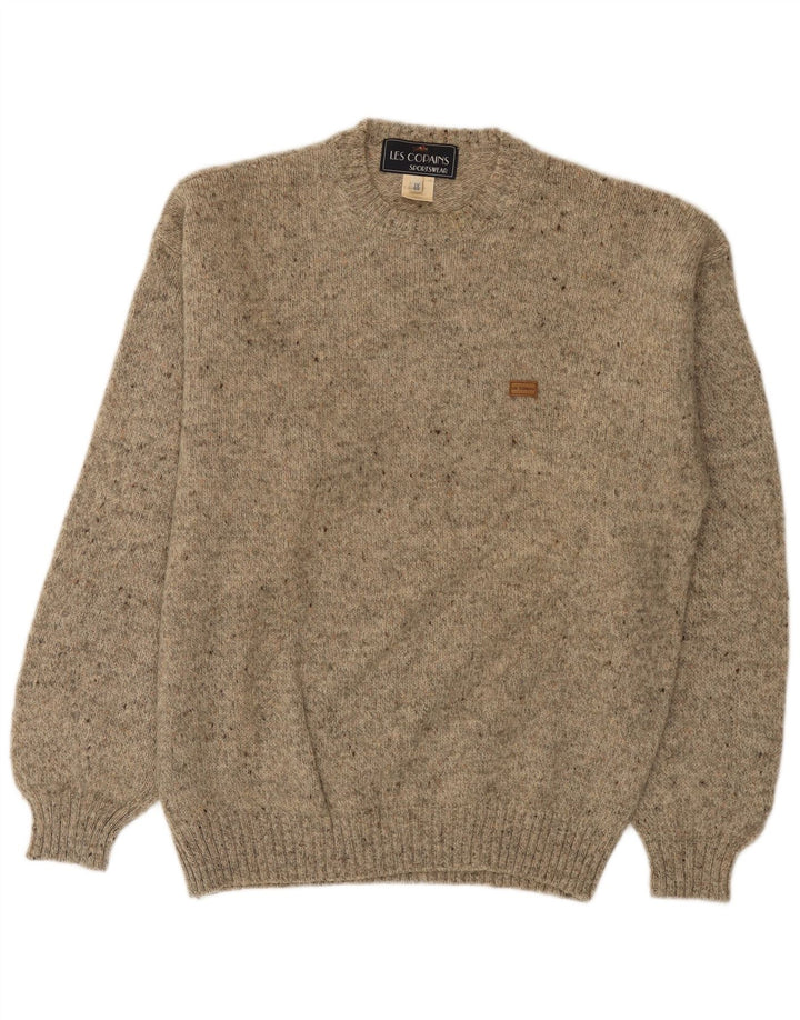 Les Copains Herre Crew Neck Jumper Sweater IT 50 Medium Grey Flecked Wool