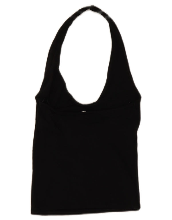 Zara Womens Crop Halter Top UK 12 Medium Black Bomuld