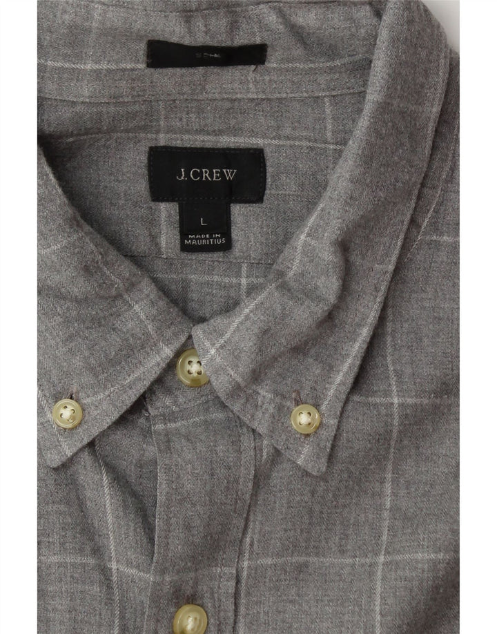J. CREW Mens Slim Shirt Large Grey Check Vintage J. Crew and Second-Hand J. Crew from Messina Hembry 
