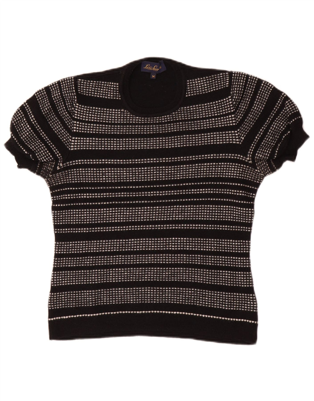 Luisa Spagnoli dame sweater med rund hals DK 12 Medium sort stribet