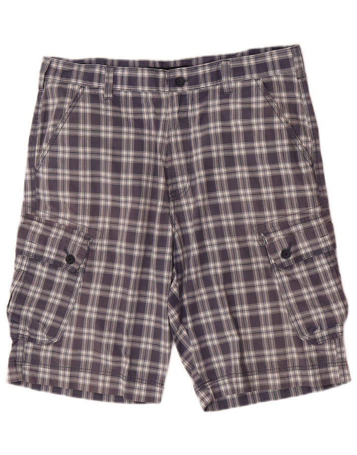 Calvin Klein Herre Cargo Shorts W36 store marineblå ternet bomuld