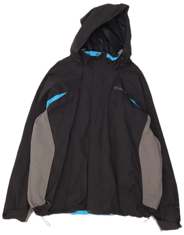 Columbia Herre Omni-Shield Regnjakke med hætte UK 44 2XL Sort Colourblock