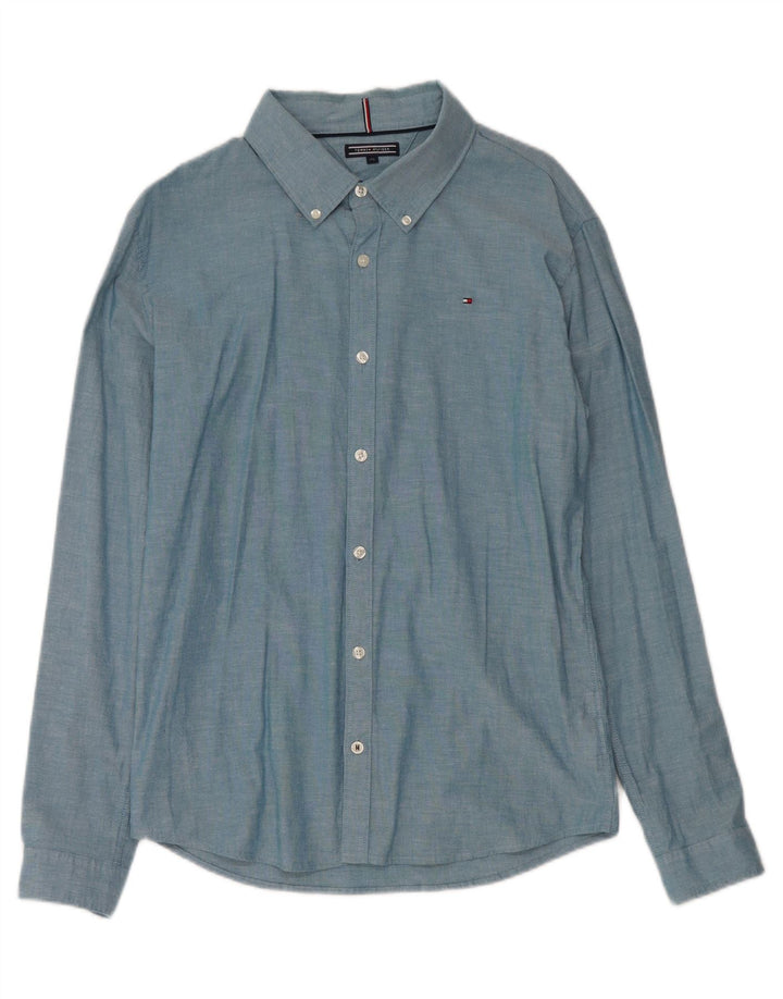 TOMMY HILFIGER Boys Shirt 15-16 Years Blue Cotton Vintage Tommy Hilfiger and Second-Hand Tommy Hilfiger from Messina Hembry 