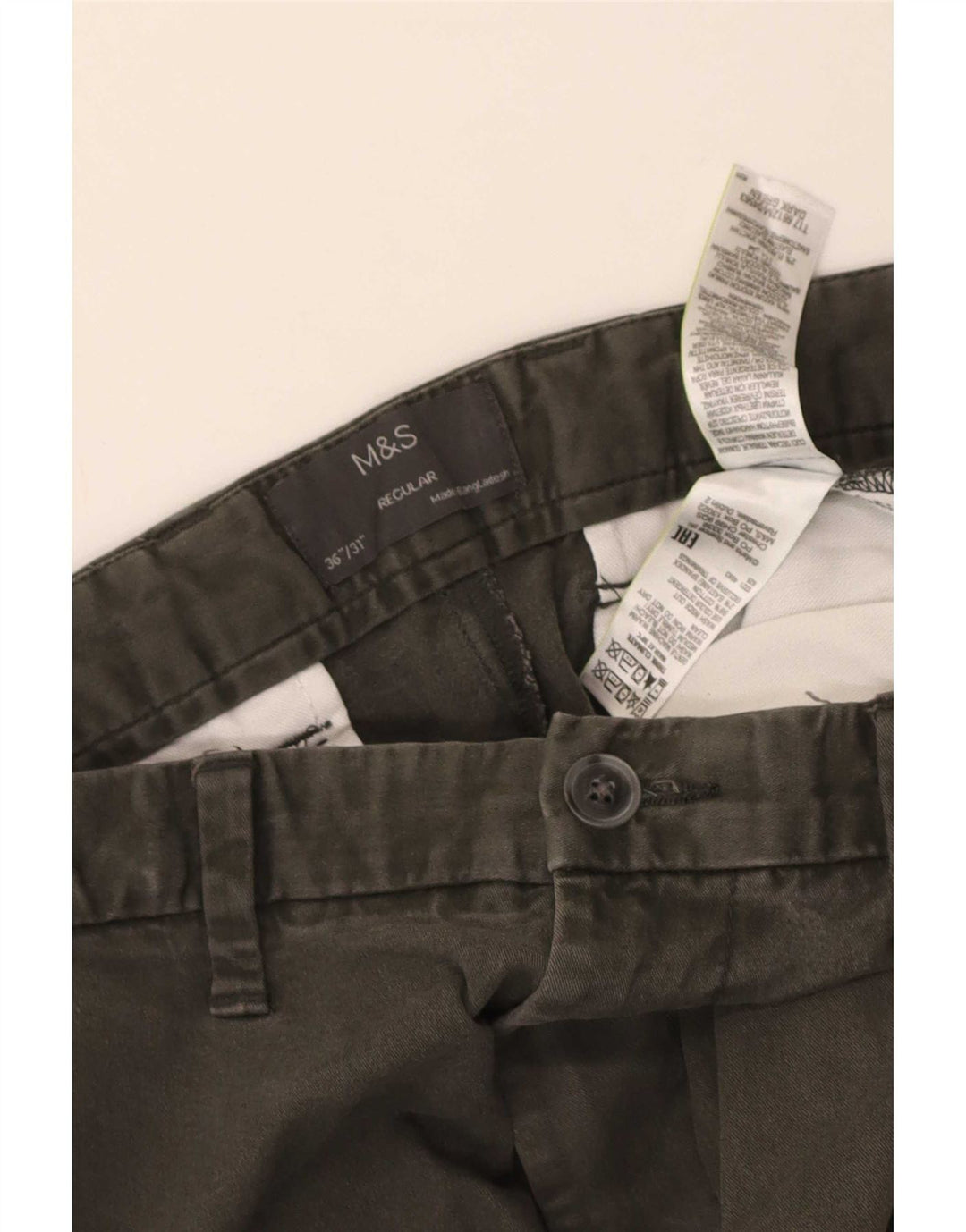 Marks & Spencer Regular Fit Chinobukser til kvinder W36 L30 Khaki Bomuld