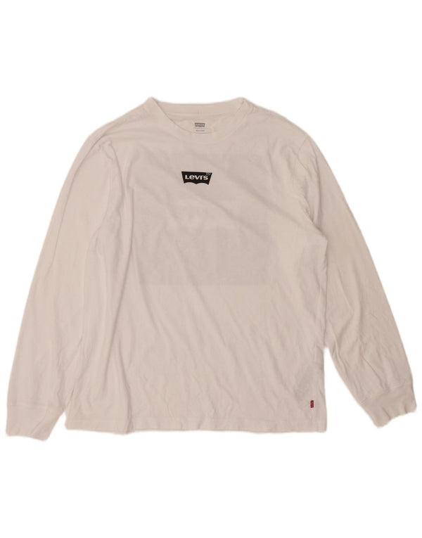 LEVI'S Herre afslappet grafisk top Langærmet medium hvid bomuld