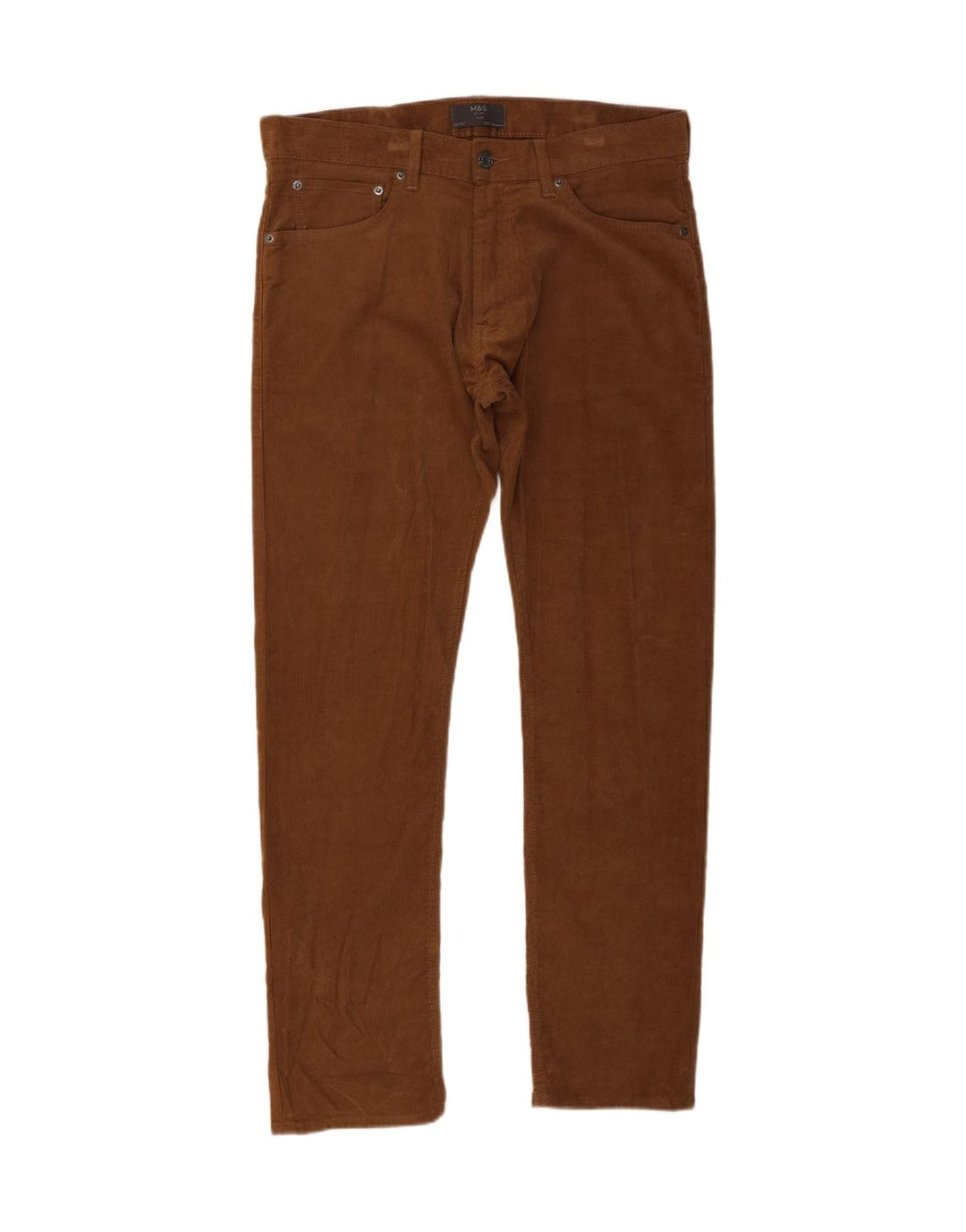 Marks & Spencer Herre Slim Corduroy Bukser W34 L31 Brun Bomuld