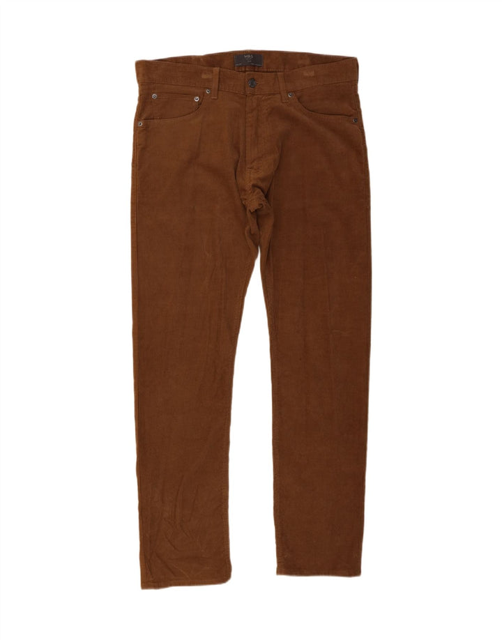 Marks & Spencer Herre Slim Corduroy Bukser W34 L31 Brun Bomuld