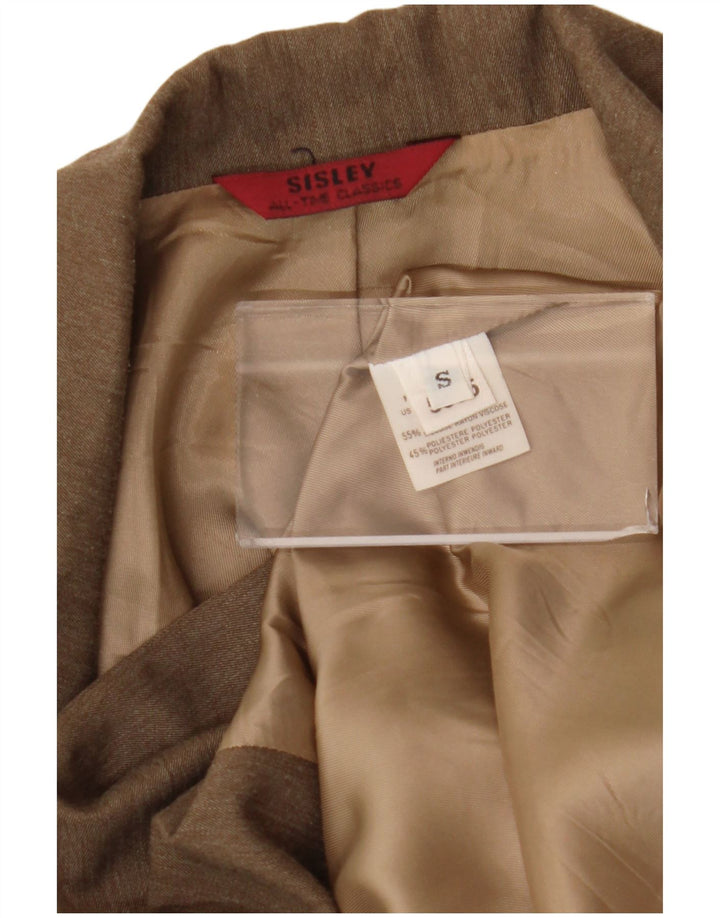 Sisley Dame 4 Button Blazer Jacket UK 10 Small Brown Viscose