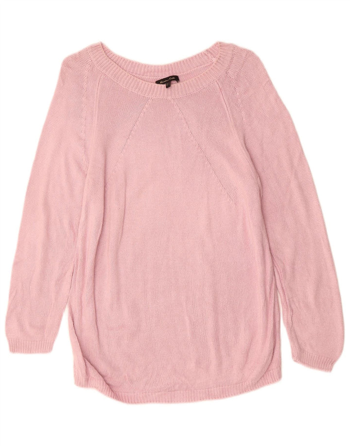 MASSIMO DUTTI Dame Boat Neck Jumper Sweater UK 14 Large Pink