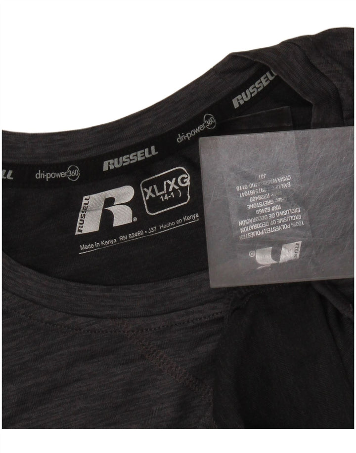 RUSSELL ATHLETIC Drenge Dri-Power T-Shirt Top 14-15 år XL Grå Flecked