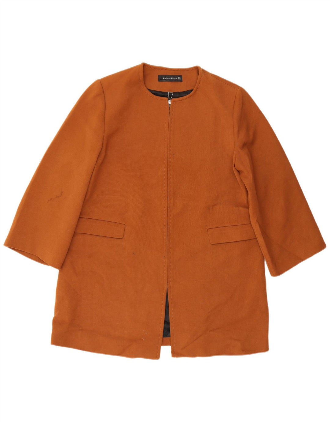 Zara Dame Overfrakke UK 18 XL Brun Polyester