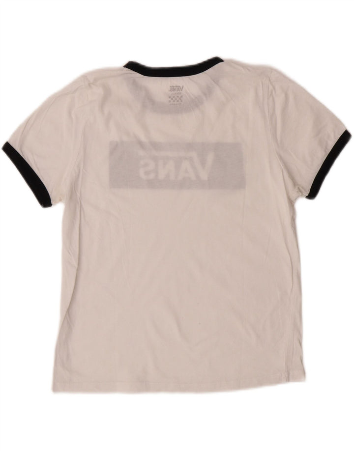 VANS Womens Crop Graphic T-Shirt Top UK 10 Small White Vintage Vans and Second-Hand Vans from Messina Hembry 