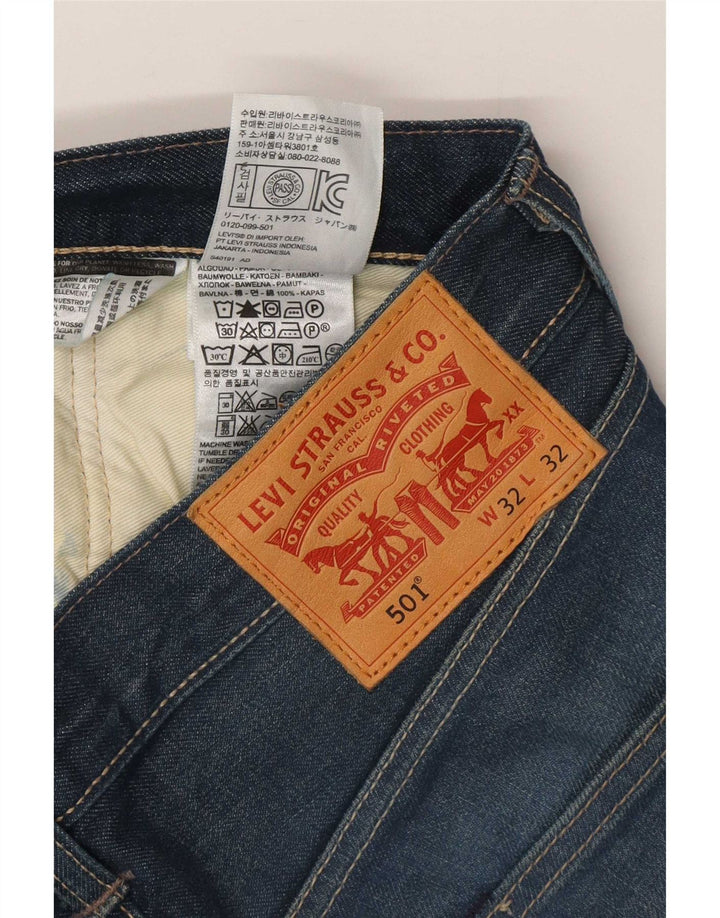 Levi's Herre 501 lige jeans W32 L32 blå bomuld