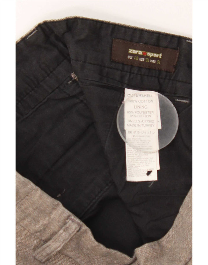 Zara Herre Lige Chinobukser EU 40 Medium W31 L30 Grå Polyester