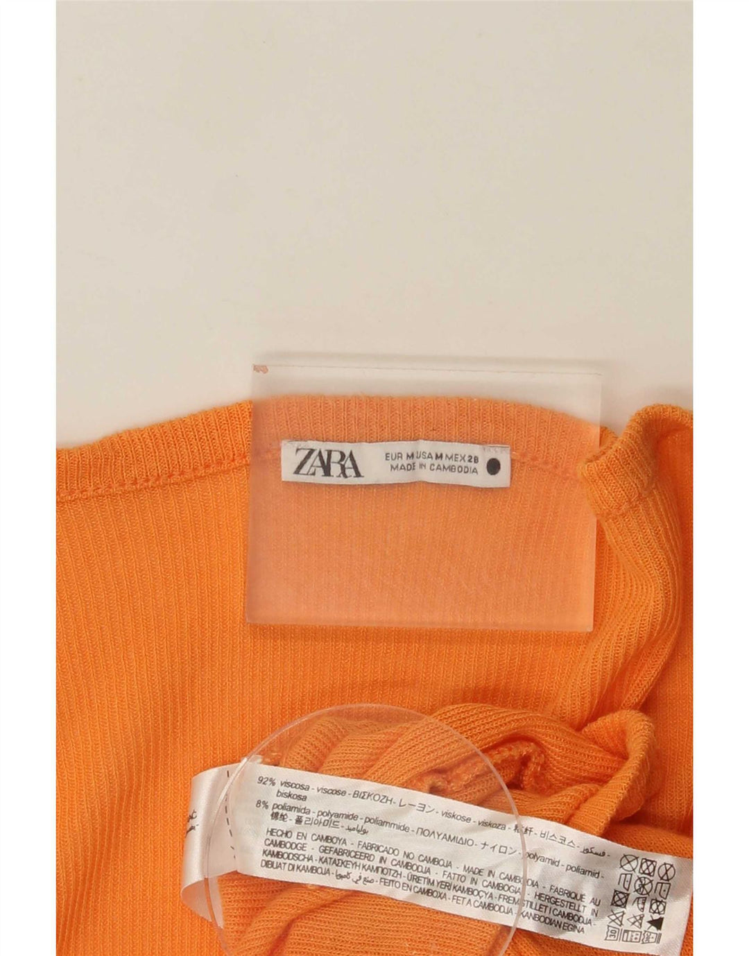 Zara Womens Crop Top UK 14 Medium Orange Viscose