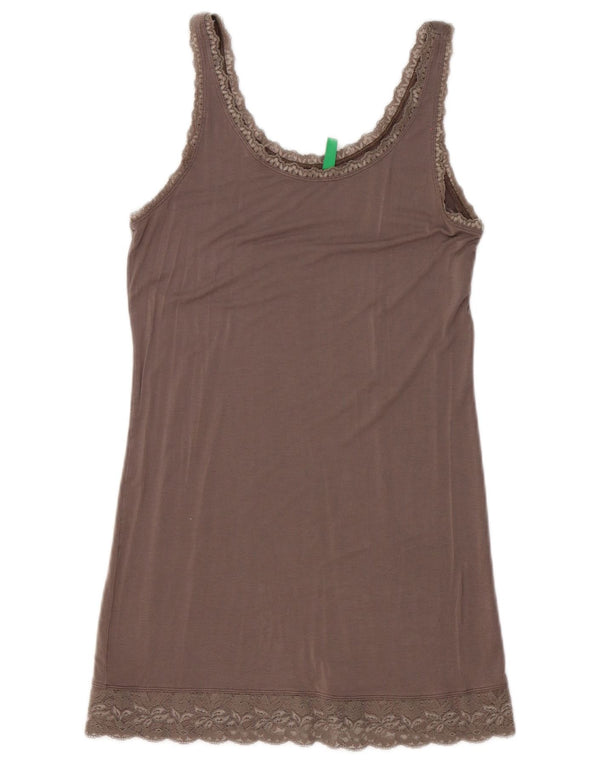 Benetton Dame Mini Slip Kjole UK 6 XS Grå Viscose