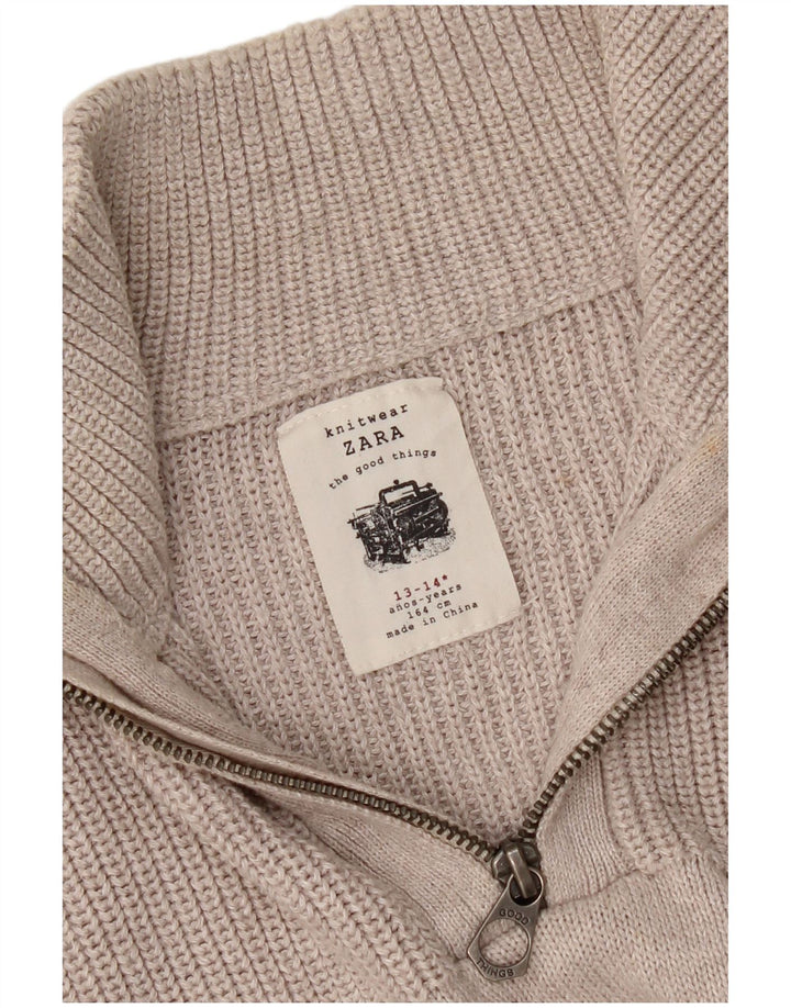 Zara Boys Zip Neck Jumper Sweater 13-14 år Beige