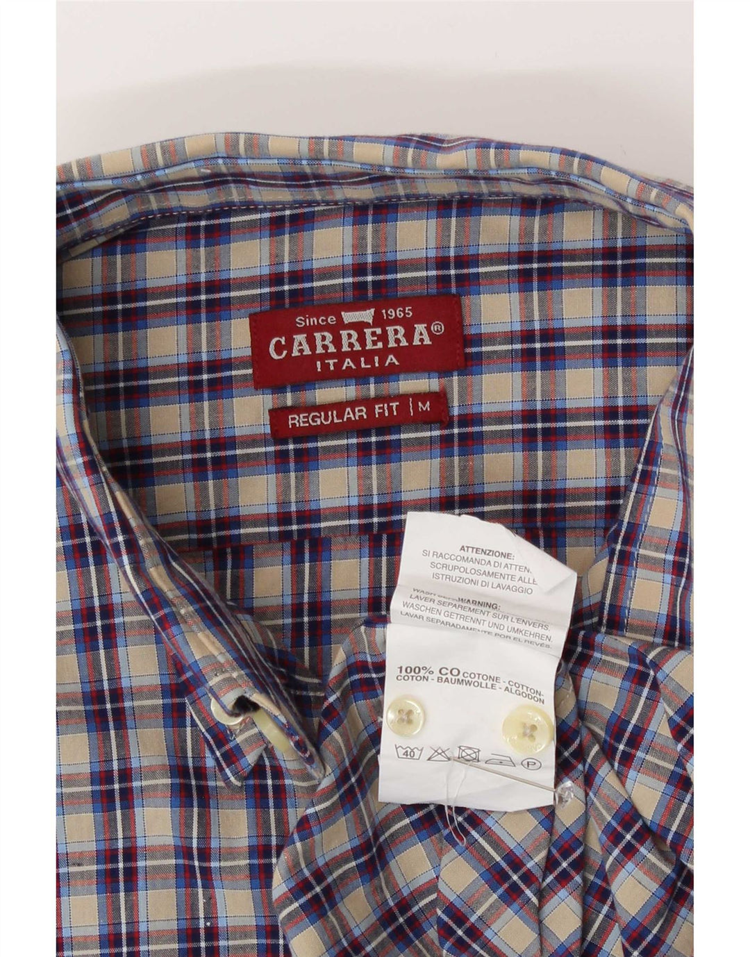 Carrera Herre Regular Fit skjorte Medium Flerfarvet ternet bomuld