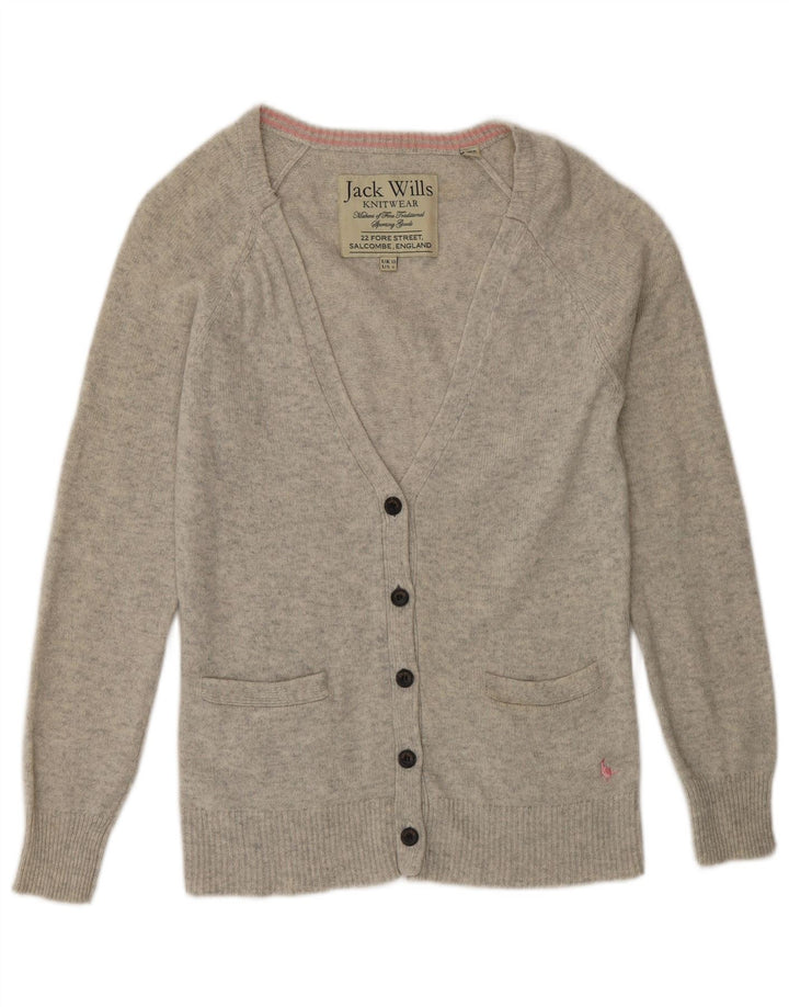 Jack Wills Dame Cardigan Sweater UK 10 Lille Grå Uld