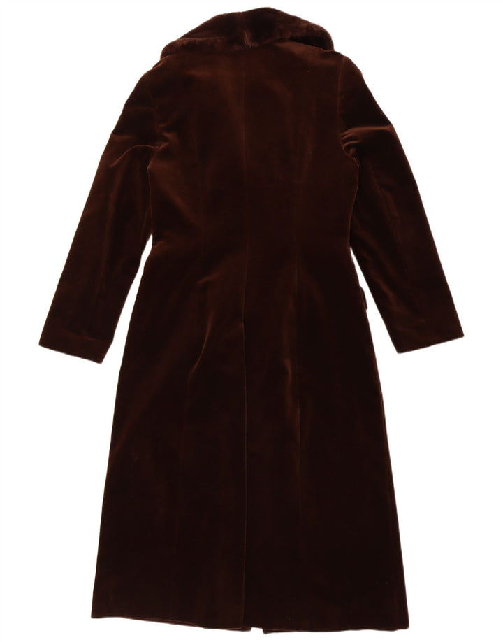 Vintage fløjlsoverfrakke til kvinder UK 10 Small Brown