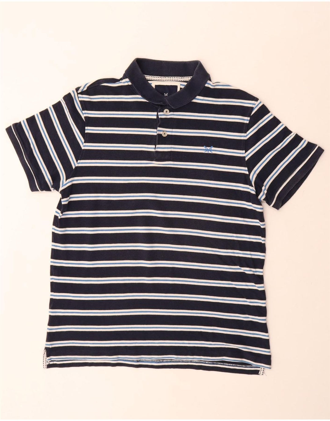 Besætningstøj Herre poloshirt Stor marineblå stribet bomuld