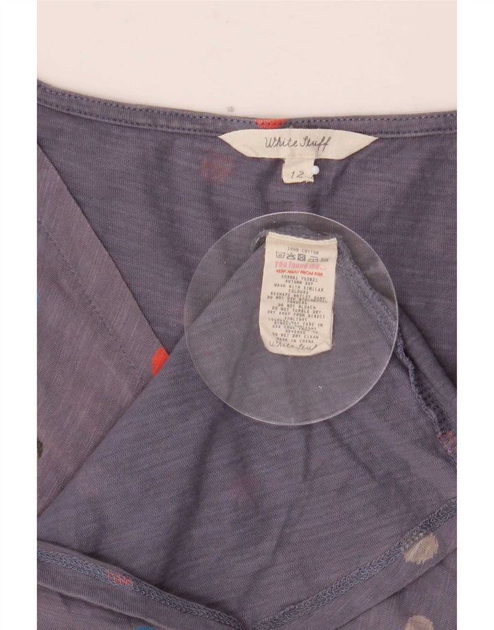 White Stuff Dame T-Shirt Top UK 12 Medium Grey Polka Dot Bomuld