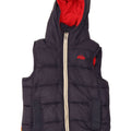 SUPERDRY Womens Hooded Padded Gilet UK 16 Large Navy Blue Polyester