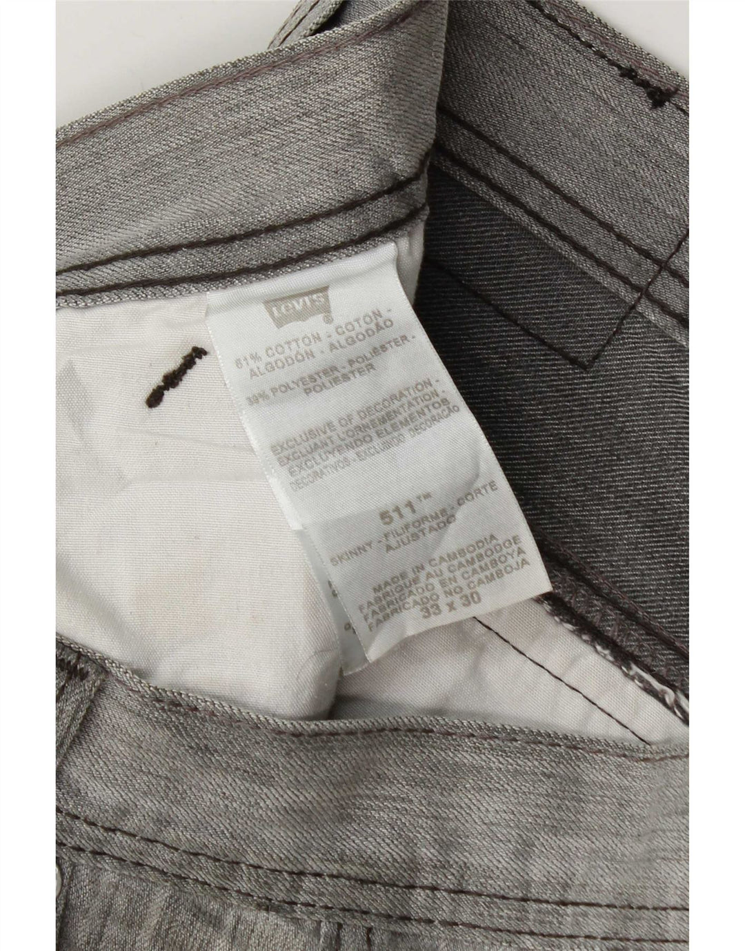 Levi's Herre 511 Slim Jeans W33 L30 Grå Flecked Bomuld