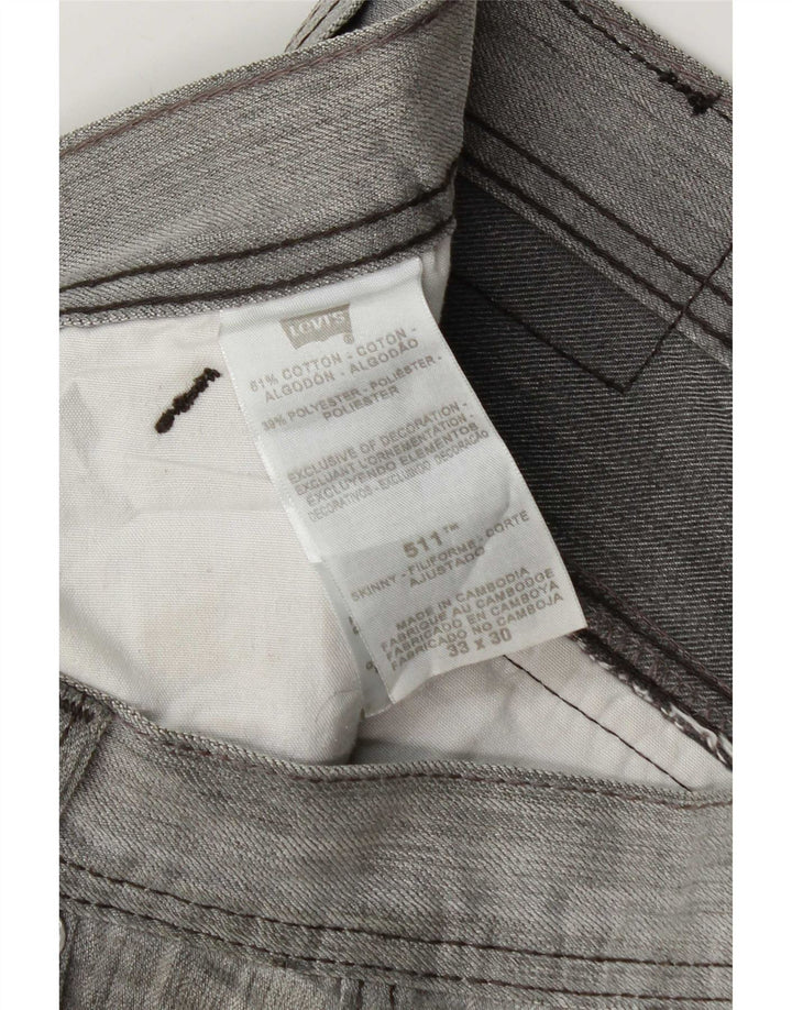 Levi's Herre 511 Slim Jeans W33 L30 Grå Flecked Bomuld