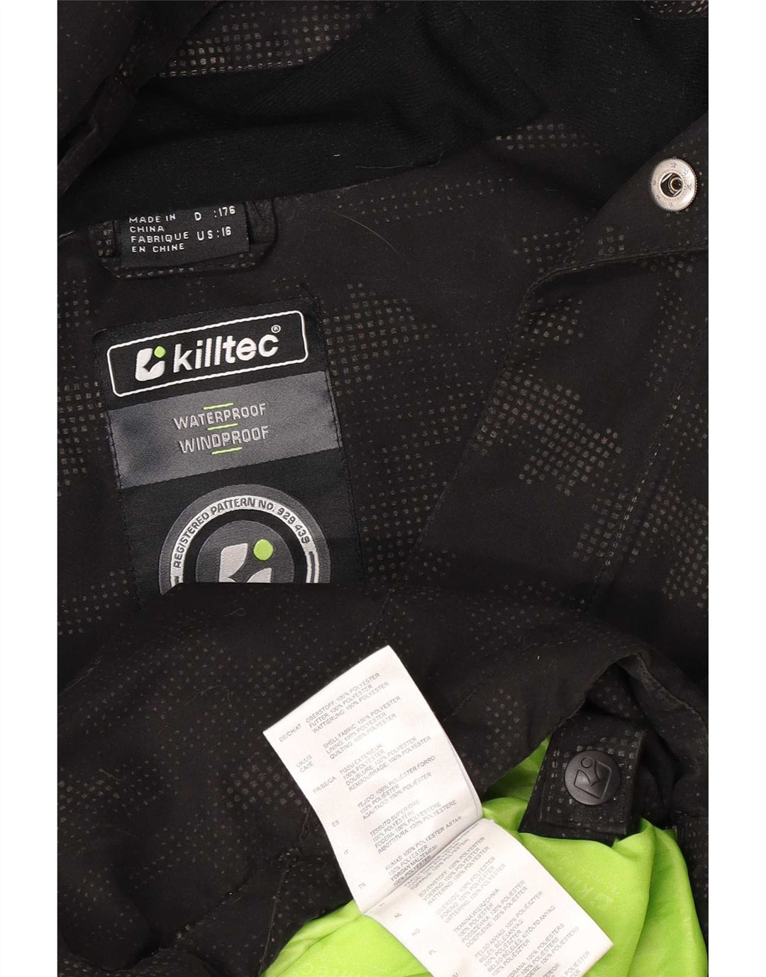 Killtec Regnjakke med hætte til drenge 15-16 år sort polyester