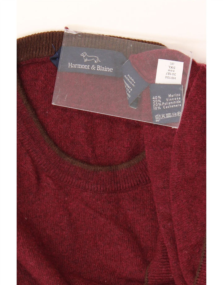HARMONT & BLAINE Herre sweater med rund hals 3XL Burgund Merinould
