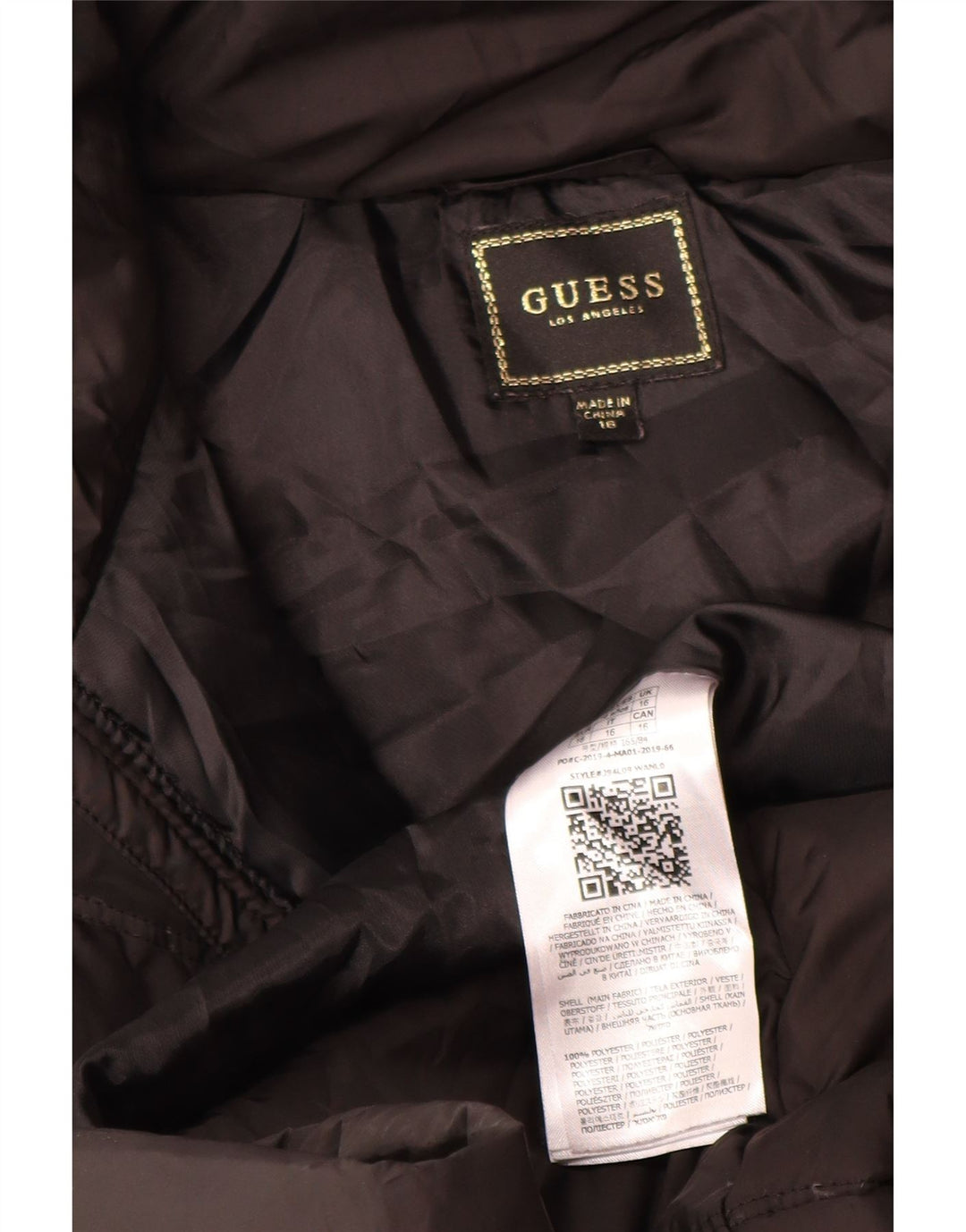 Guess Piger Hætte Vatteret Frakke 15-16 År Sort Polyester