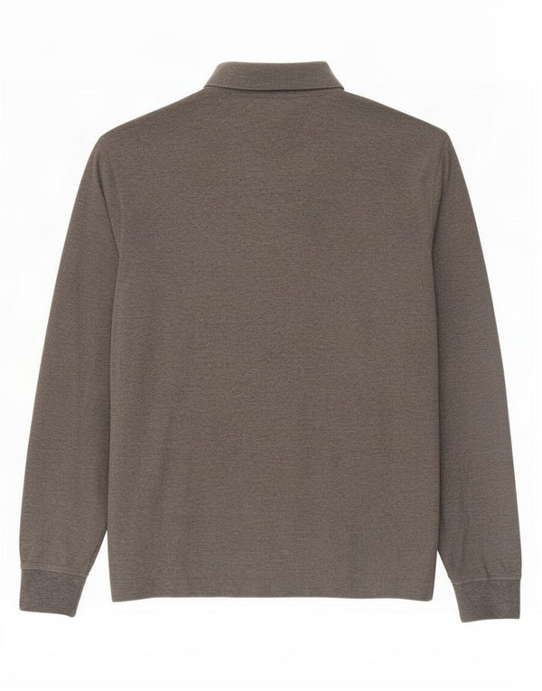 Tommy Hilfiger Herre langærmet Regular Fit Polo Shirt XL Grå Bomuld