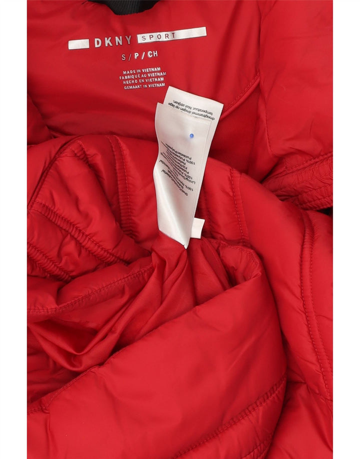 Dkny Womens Polstret Gilet UK 10 Small Red Polyester Sports